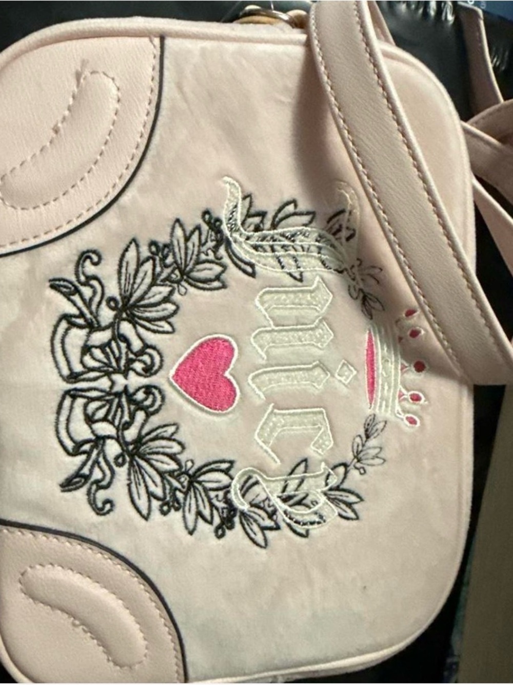 Pink Embroidered Heart Crossbody Bag - Juicy Couture Brand